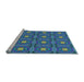 Sideview of Machine Washable Transitional Sapphire Blue Rug, wshpat2882lblu