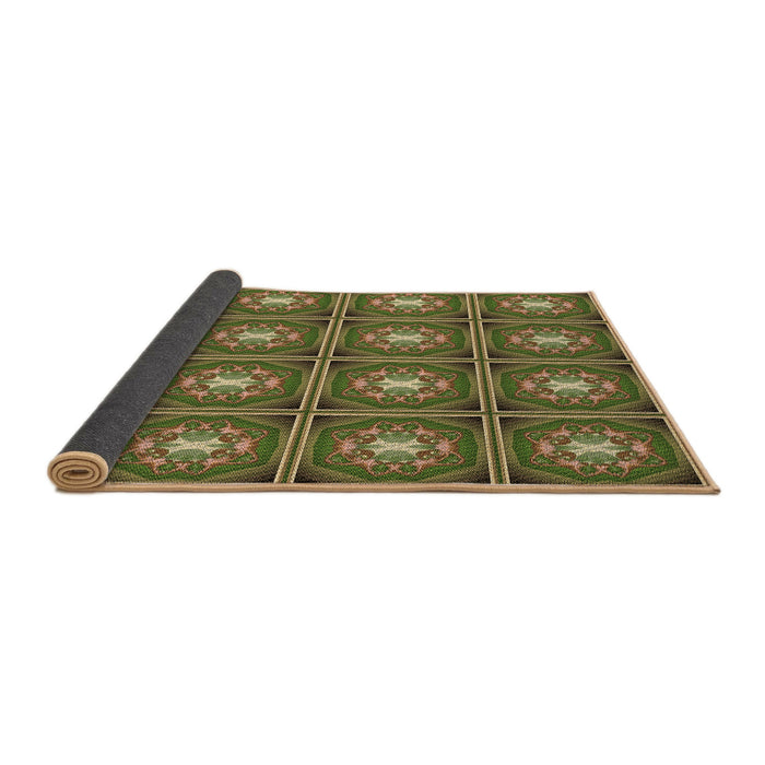 Thickness of Patterned Dark Golden Brown Rug, pat2883brn