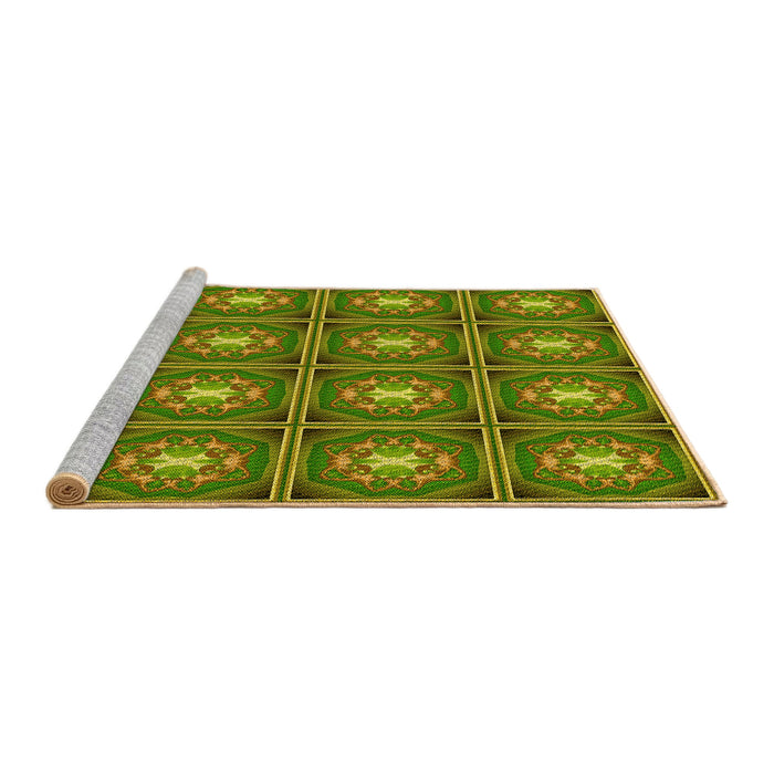 Sideview of Machine Washable Transitional Pistachio Green Rug, wshpat2883yw
