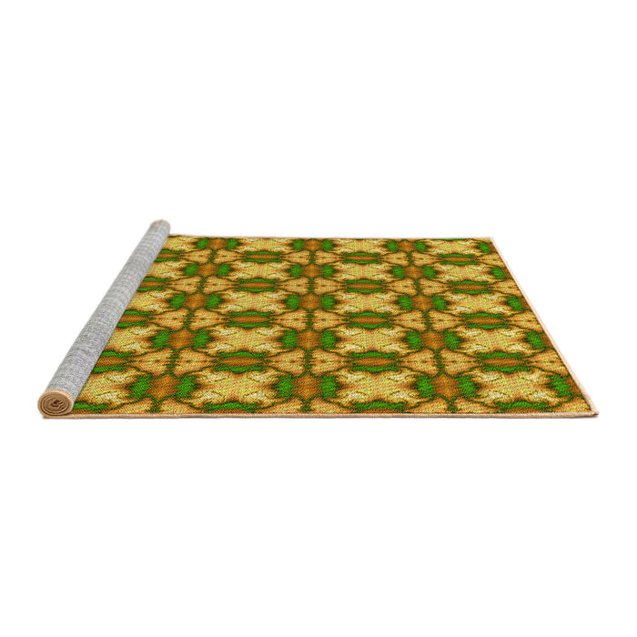 Sideview of Machine Washable Transitional Brown Rug, wshpat2884yw
