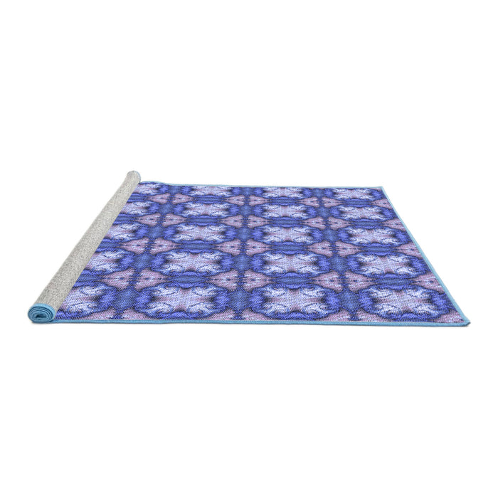 Sideview of Machine Washable Transitional Blue Rug, wshpat2886blu