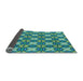 Thickness of Patterned Turquoise Green Rug, pat2886lblu