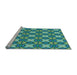 Sideview of Machine Washable Transitional Turquoise Green Rug, wshpat2886lblu