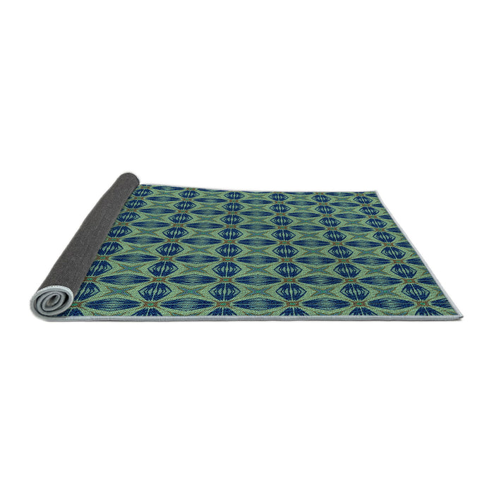 Thickness of Patterned Emerald Green Rug, pat2888lblu
