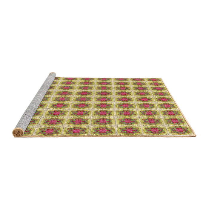Sideview of Machine Washable Transitional Chestnut Red Rug, wshpat2889brn