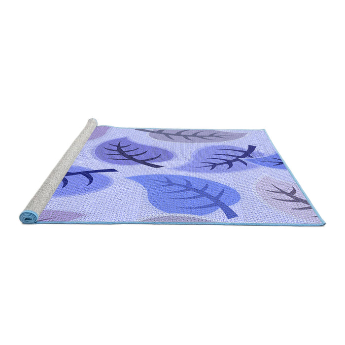 Sideview of Machine Washable Transitional Blue Rug, wshpat289blu