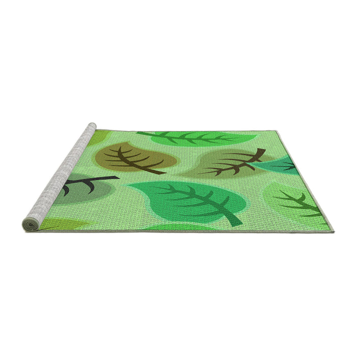 Sideview of Machine Washable Transitional Emerald Green Rug, wshpat289grn