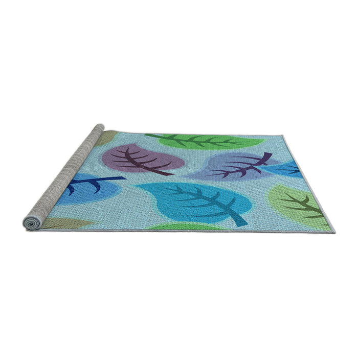 Sideview of Machine Washable Transitional Silk Blue Rug, wshpat289lblu