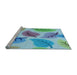 Sideview of Machine Washable Transitional Silk Blue Rug, wshpat289lblu