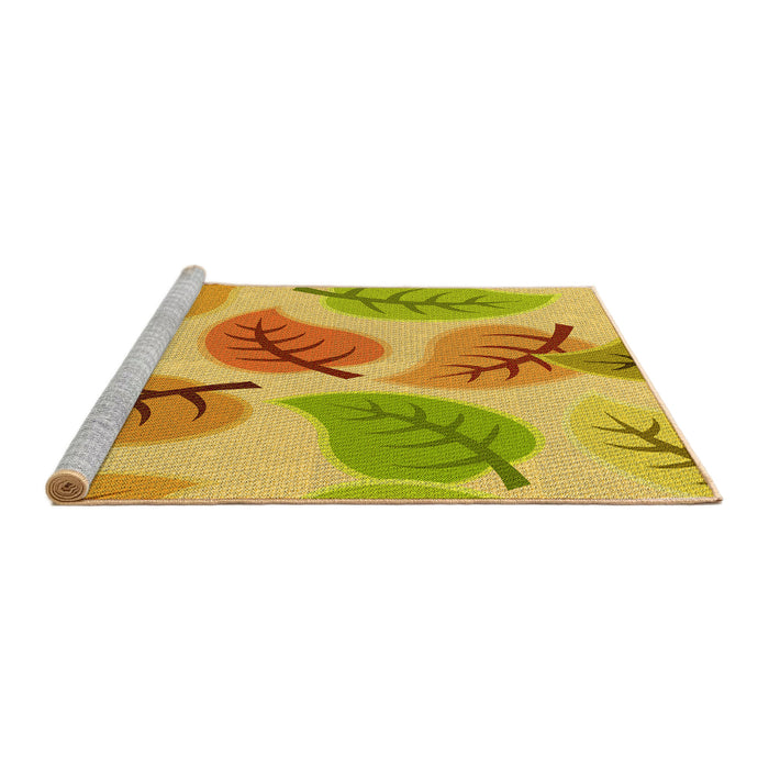 Sideview of Machine Washable Transitional Yellow Rug, wshpat289yw