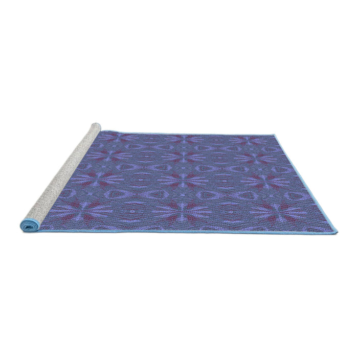Sideview of Machine Washable Transitional Deep Periwinkle Purple Rug, wshpat2890blu
