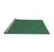 Sideview of Machine Washable Transitional Jade Green Rug, wshpat2890lblu