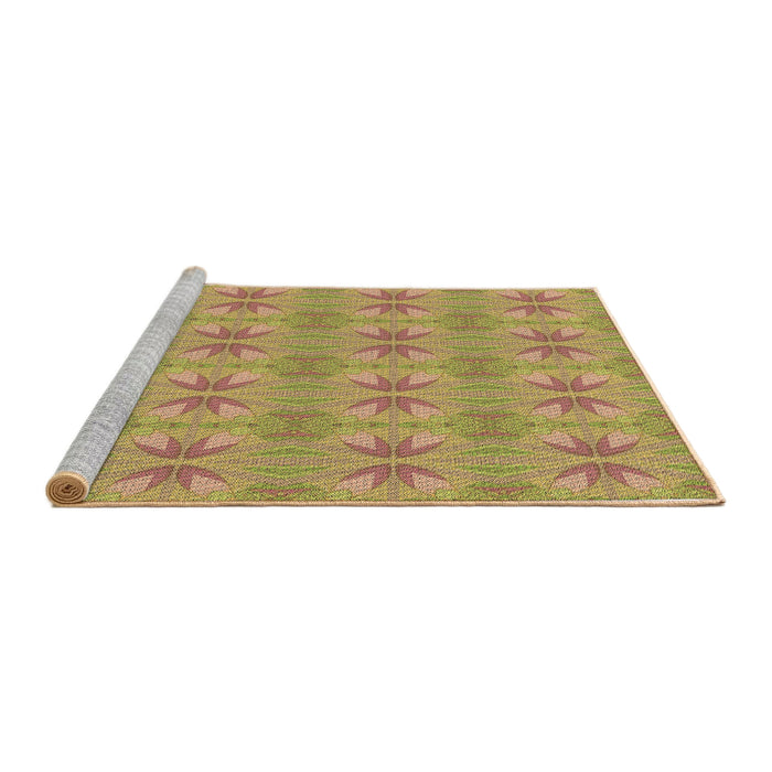 Sideview of Machine Washable Transitional Golden Brown Yellow Rug, wshpat2891brn