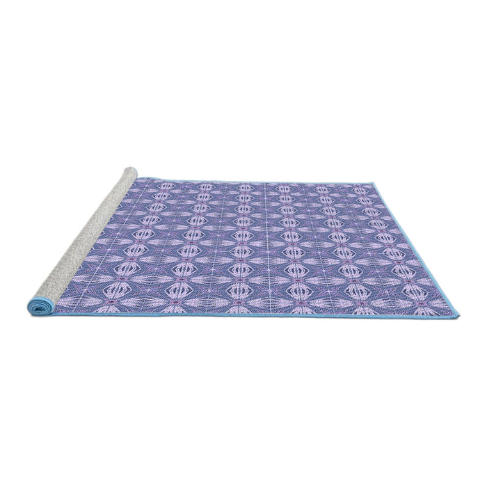 Sideview of Machine Washable Transitional Slate Blue Rug, wshpat2897blu