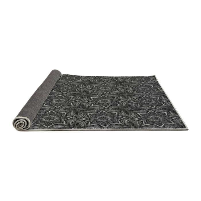 Thickness of Patterned Charcoal Black Rug, pat2898gry