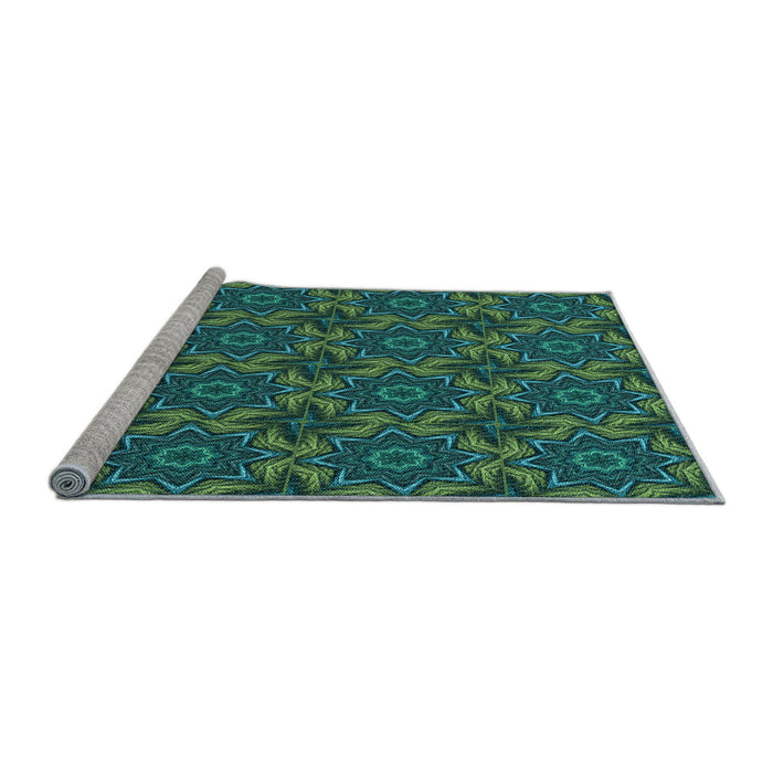 Sideview of Machine Washable Transitional Medium Sea Green Rug, wshpat2898lblu