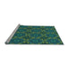 Sideview of Machine Washable Transitional Medium Sea Green Rug, wshpat2898lblu