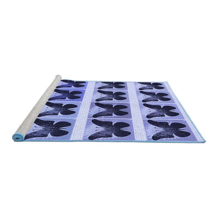 Sideview of Machine Washable Transitional Blue Rug, wshpat2899blu
