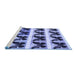 Sideview of Machine Washable Transitional Blue Rug, wshpat2899blu