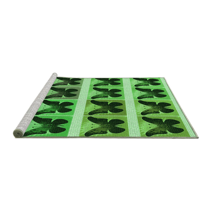 Sideview of Machine Washable Transitional Deep Emerald Green Rug, wshpat2899grn