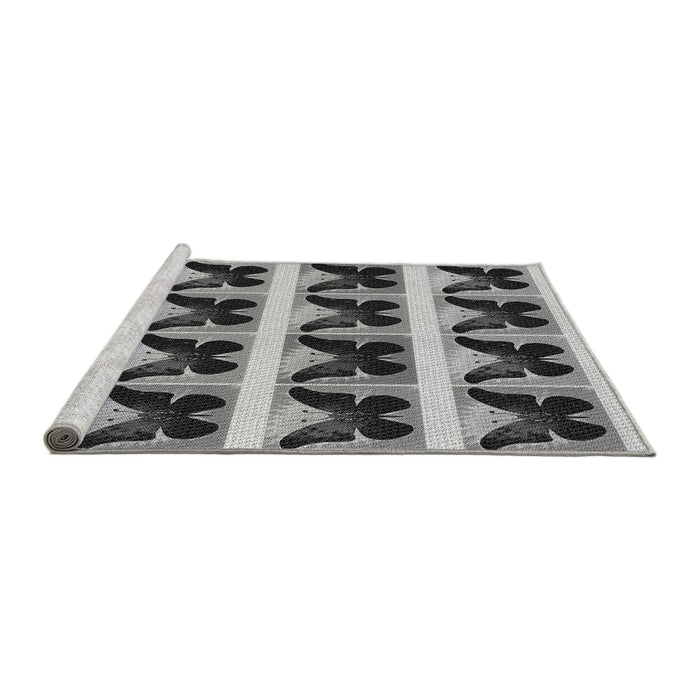 Sideview of Machine Washable Transitional Silver Gray Rug, wshpat2899gry