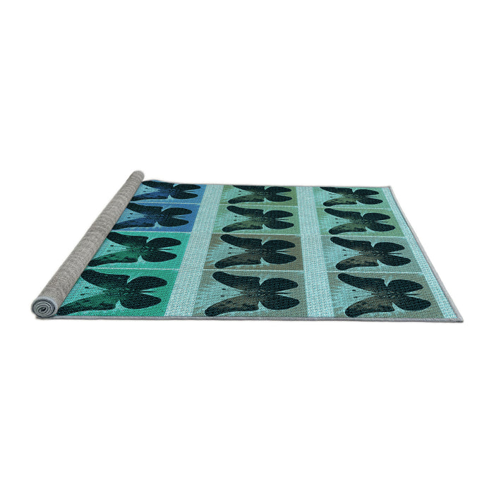Sideview of Machine Washable Transitional Medium Teal Green Rug, wshpat2899lblu