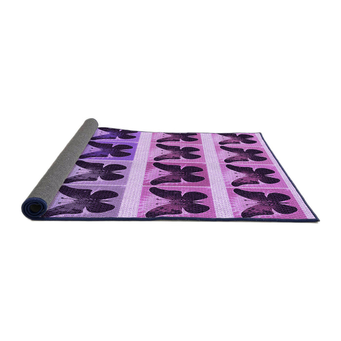 Thickness of Patterned Violet Purple Rug, pat2899pur