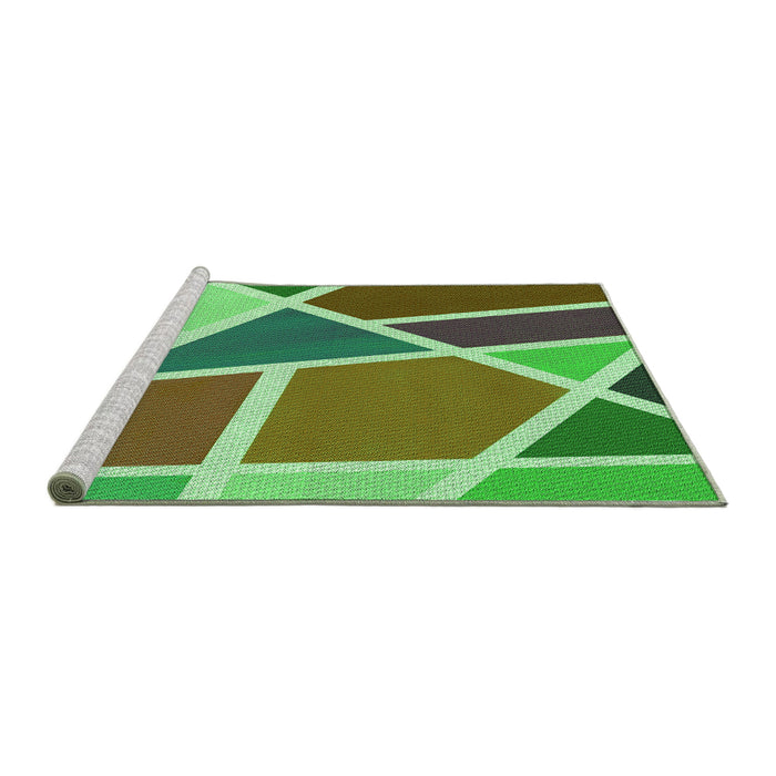 Sideview of Machine Washable Transitional Green Rug, wshpat29grn