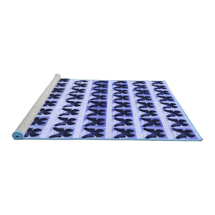 Sideview of Machine Washable Transitional Blue Rug, wshpat2900blu