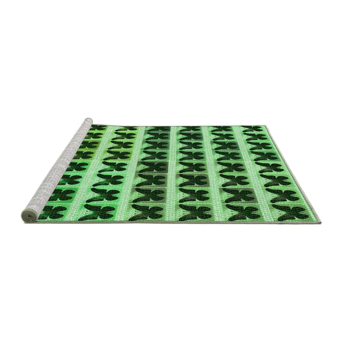 Sideview of Machine Washable Transitional Deep Emerald Green Rug, wshpat2900grn