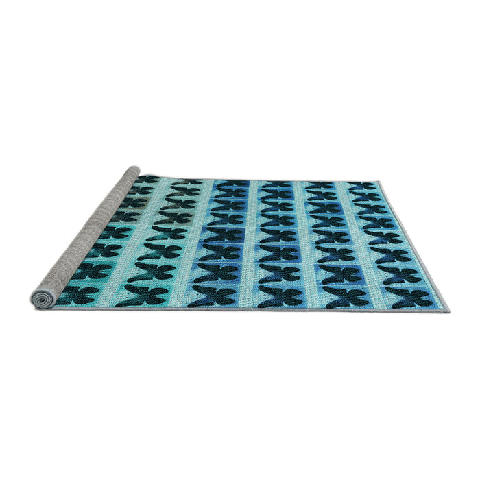 Sideview of Machine Washable Transitional Medium Teal Green Rug, wshpat2900lblu