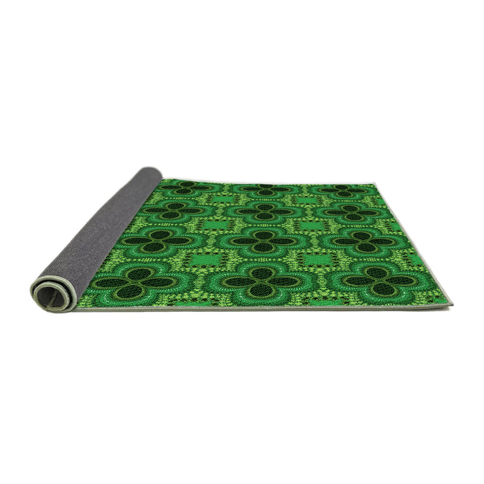Thickness of Patterned Deep Emerald Green Rug, pat2901grn