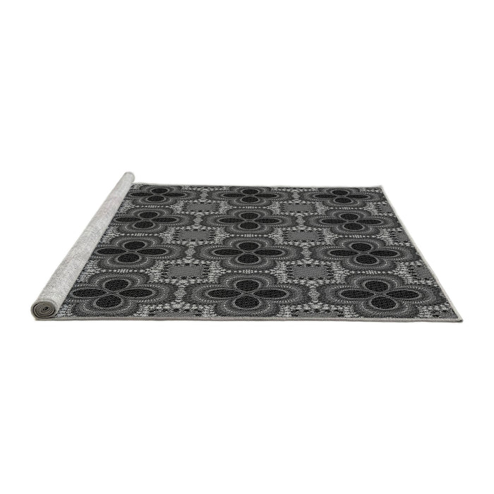 Sideview of Machine Washable Transitional Charcoal Black Rug, wshpat2901gry