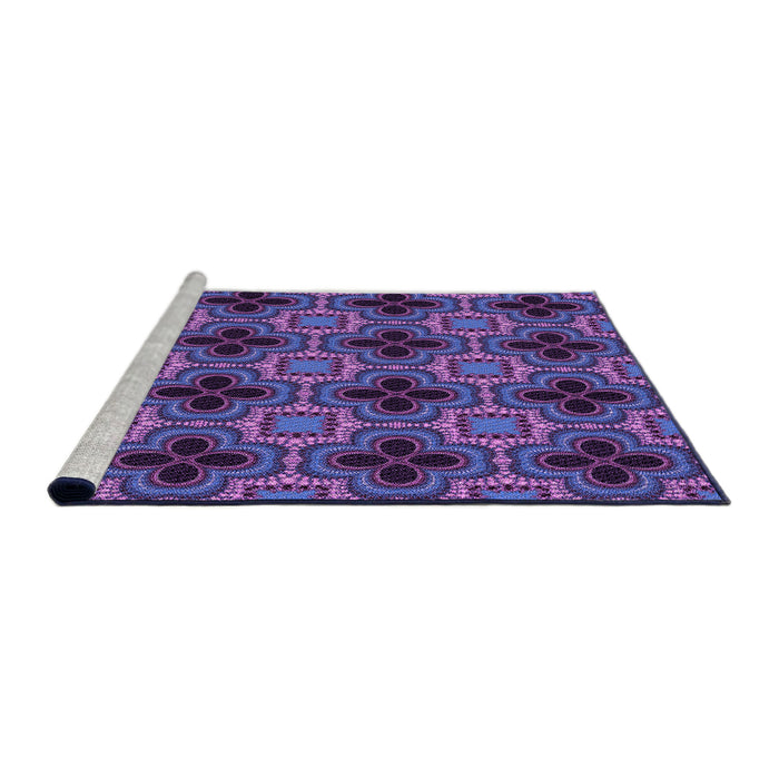 Sideview of Machine Washable Transitional Medium Slate Blue Rug, wshpat2901pur