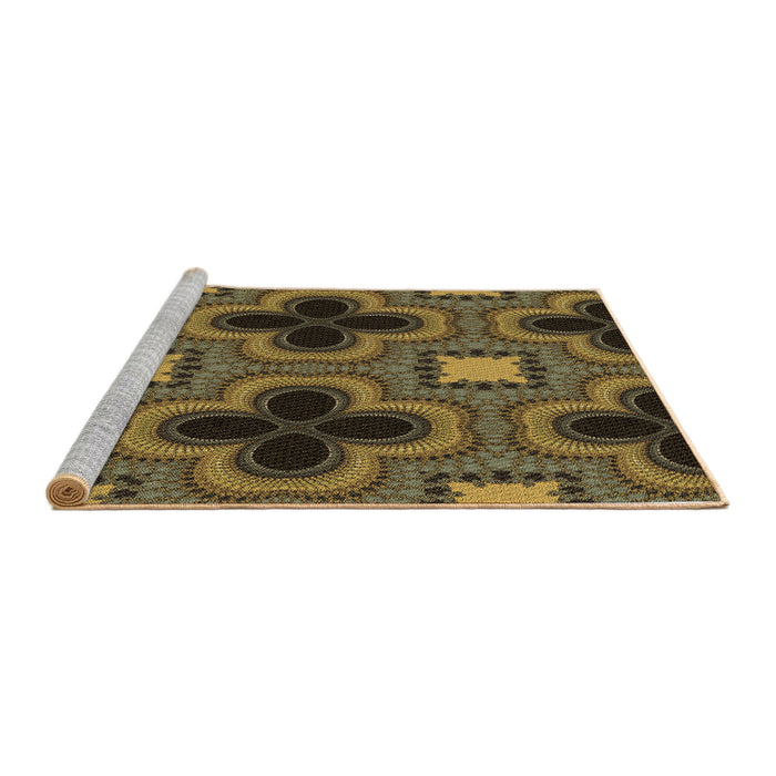 Sideview of Machine Washable Transitional Chocolate Brown Rug, wshpat2902brn