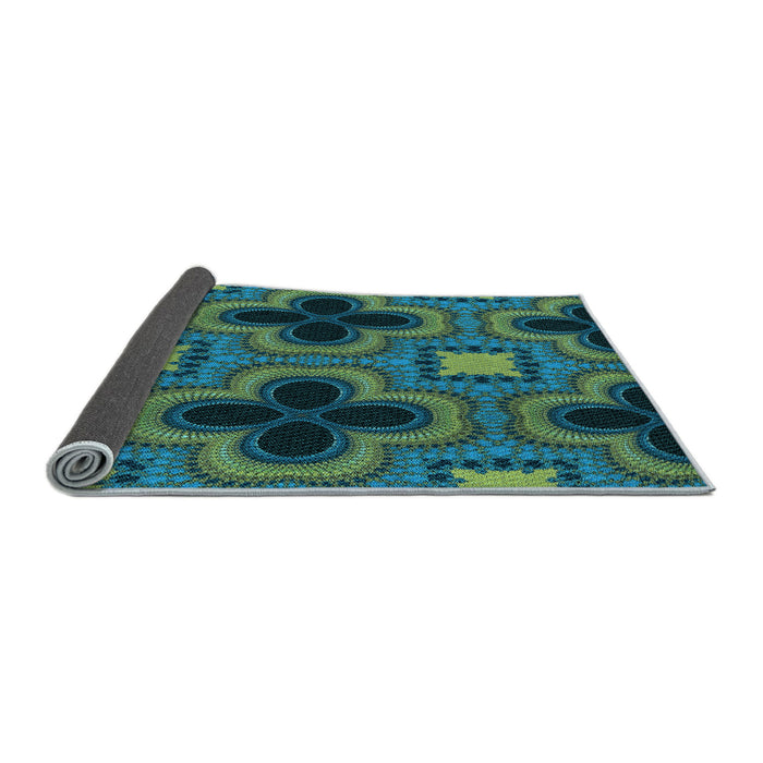 Thickness of Patterned Mint Green Rug, pat2902lblu