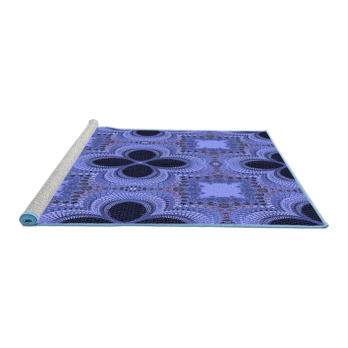 Sideview of Machine Washable Transitional Sky Blue Rug, wshpat2903blu