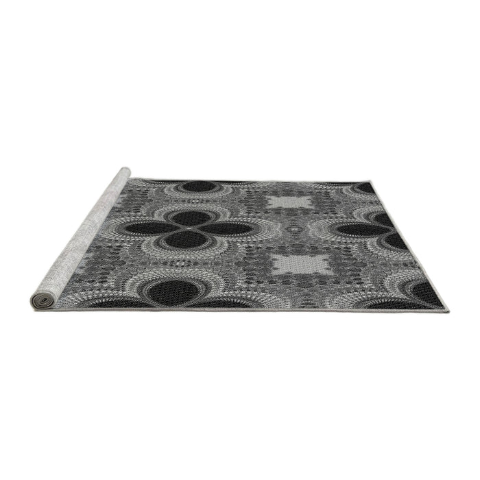 Sideview of Machine Washable Transitional Dark Gray Black Rug, wshpat2903gry