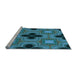 Sideview of Machine Washable Transitional Medium Teal Green Rug, wshpat2903lblu