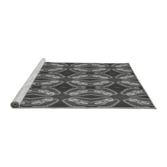 Sideview of Machine Washable Transitional Gunmetal Gray Rug, wshpat2904gry