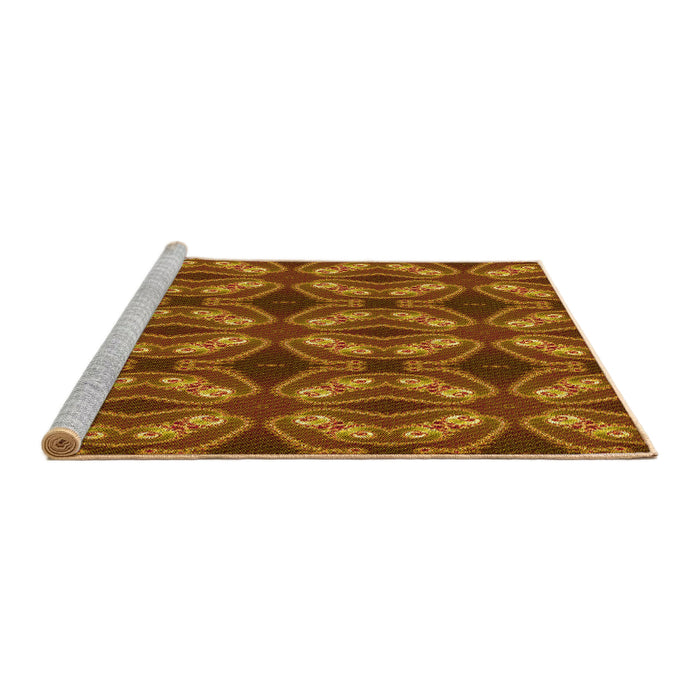 Sideview of Machine Washable Transitional Orange Rug, wshpat2904yw