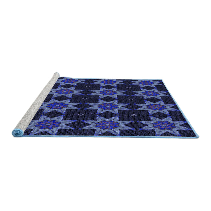 Sideview of Machine Washable Transitional Night Blue Rug, wshpat2905blu