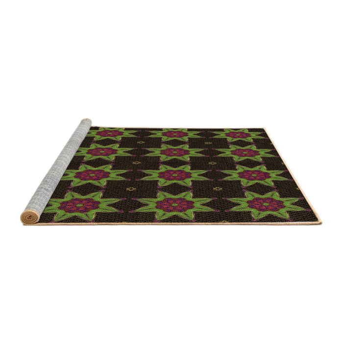 Sideview of Machine Washable Transitional Chocolate Brown Rug, wshpat2905brn