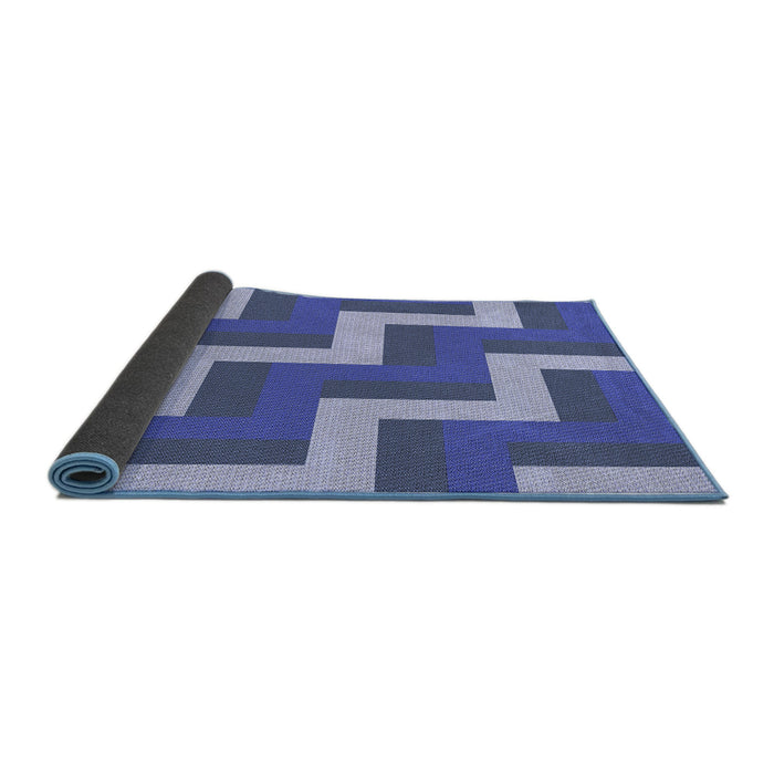 Thickness of Patterned Denim Blue Rug, pat2906blu