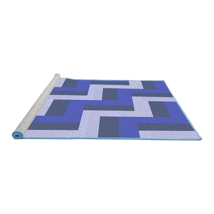 Sideview of Machine Washable Transitional Denim Blue Rug, wshpat2906blu