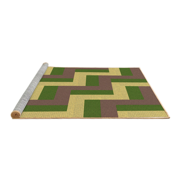 Sideview of Machine Washable Transitional Green Rug, wshpat2906brn