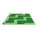 Sideview of Machine Washable Transitional Neon Green Rug, wshpat2906grn