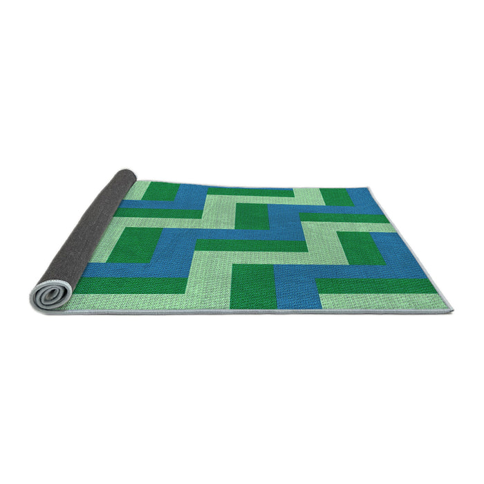 Thickness of Patterned Dark Cyan Green Rug, pat2906lblu