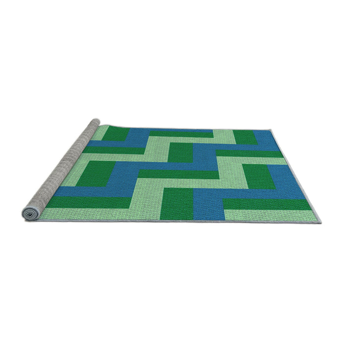 Sideview of Machine Washable Transitional Dark Cyan Green Rug, wshpat2906lblu