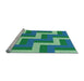 Sideview of Machine Washable Transitional Dark Cyan Green Rug, wshpat2906lblu